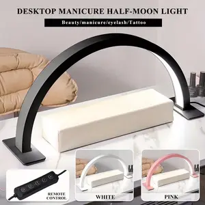 Upgrade Your Nail Studio! This modern half-moon LED lamp offers adjustable brightness & color temperature for flawless nail art, lash extensions, and more. Simple one-touch control, brilliant lighting, and USB power. Get professional results instantly!