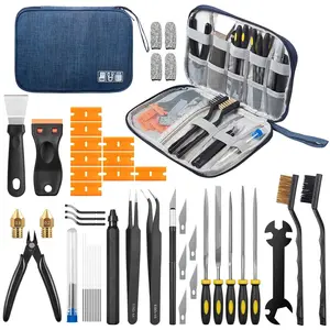 50Pcs 3D Printer Tool Kit, Complete Accessories Set with Nozzle Cleaner, Scraper, Files & Brushes, With Storage Case, Universal Tools for FDM SLA 3D Printing Maintenance