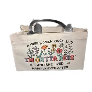 Women's Floral Motif Handbag - "A Wise Woman Once Said I'm Outta Here" Design, Ideal for Everyday Use