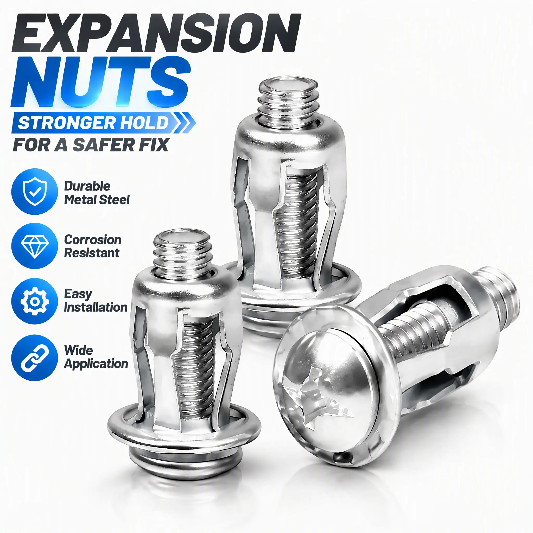 30Pcs 304 Stainless Steel Rivet Nut Kit - M4-M6 Expansion Rivnut Assortment Set, Heavy-Duty Corrosion-Resistant Threaded Insert Nuts with Screws & Washers for Automotive, Furniture Hardware, M4-M6 Sets