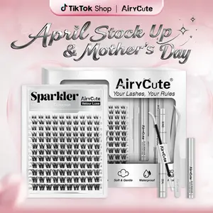AIRYCUTE Velour Luxe Collection Sparkler False Lashes, DD Curl, Soft Wispy Lightweight Barely-There Natural Makeup Lashes, Beginner-Friendly Everyday Clean Girl DIY Clusters