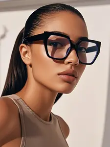 Women's Large Square Frame Glasses, Fashionable Bare-Faced Design, Versatile Stylish Accessory, Perfect Fit for Daily Wear, Square Frame Eyeglasses, Stylish Square Frames, Square Frame Eyewear