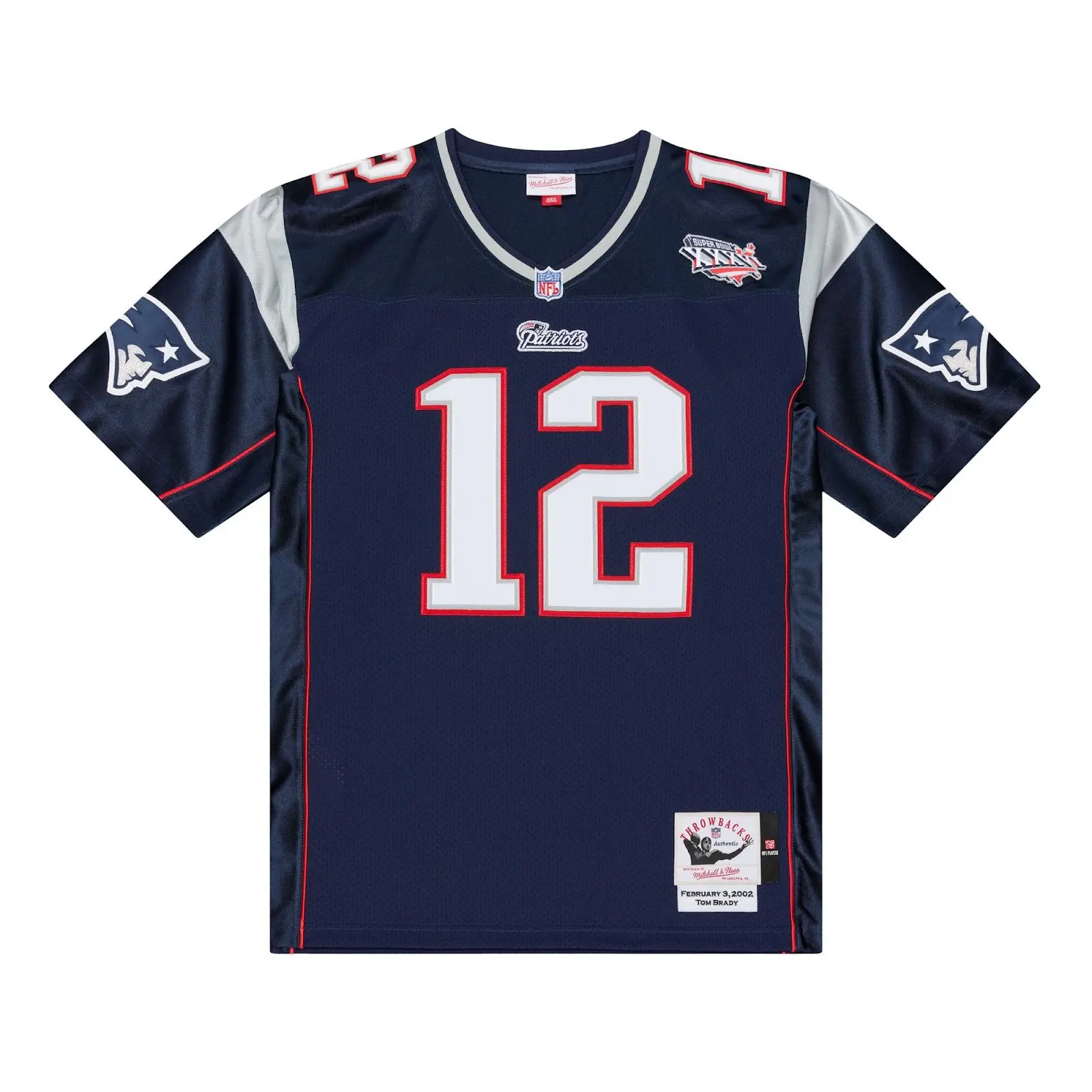 Tom Brady New England Patriots Navy 2001 Super Bowl Authentic Jersey - NFL Throwback Football Fan Gear, Mitchell & Ness