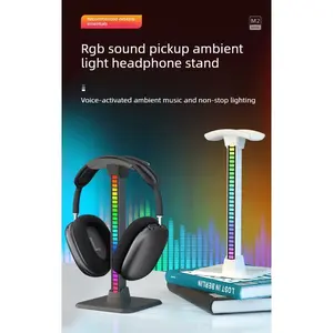 RGB Smart Headphone Stand with Ambient Light, USB Powered, Adjustable Brightness, Button Control, Easy Installation, Ideal for Gaming Room/living Room/bedroom