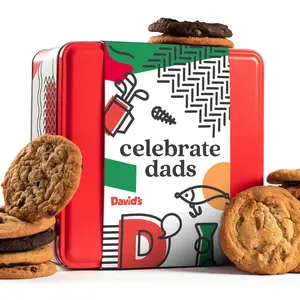 DAVID'S COOKIES Father's Day Cookie Gift Tin – Fresh-Baked Gourmet Assorted Cookies | Classic Flavors from Traditional Recipes | Bakery Dessert Gift for Dad, Grandpa, Husband, Him or Snack Lover 1lb/2lbs