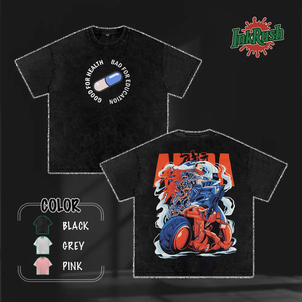 AKIRA - Only the Beginning Manga Anime Character Tshirt , Vintage Washed Tee, Heavyweight Anime Streetwear, Distressed Retro Japanese Graphic T-Shirt, Anime Lover shirts men