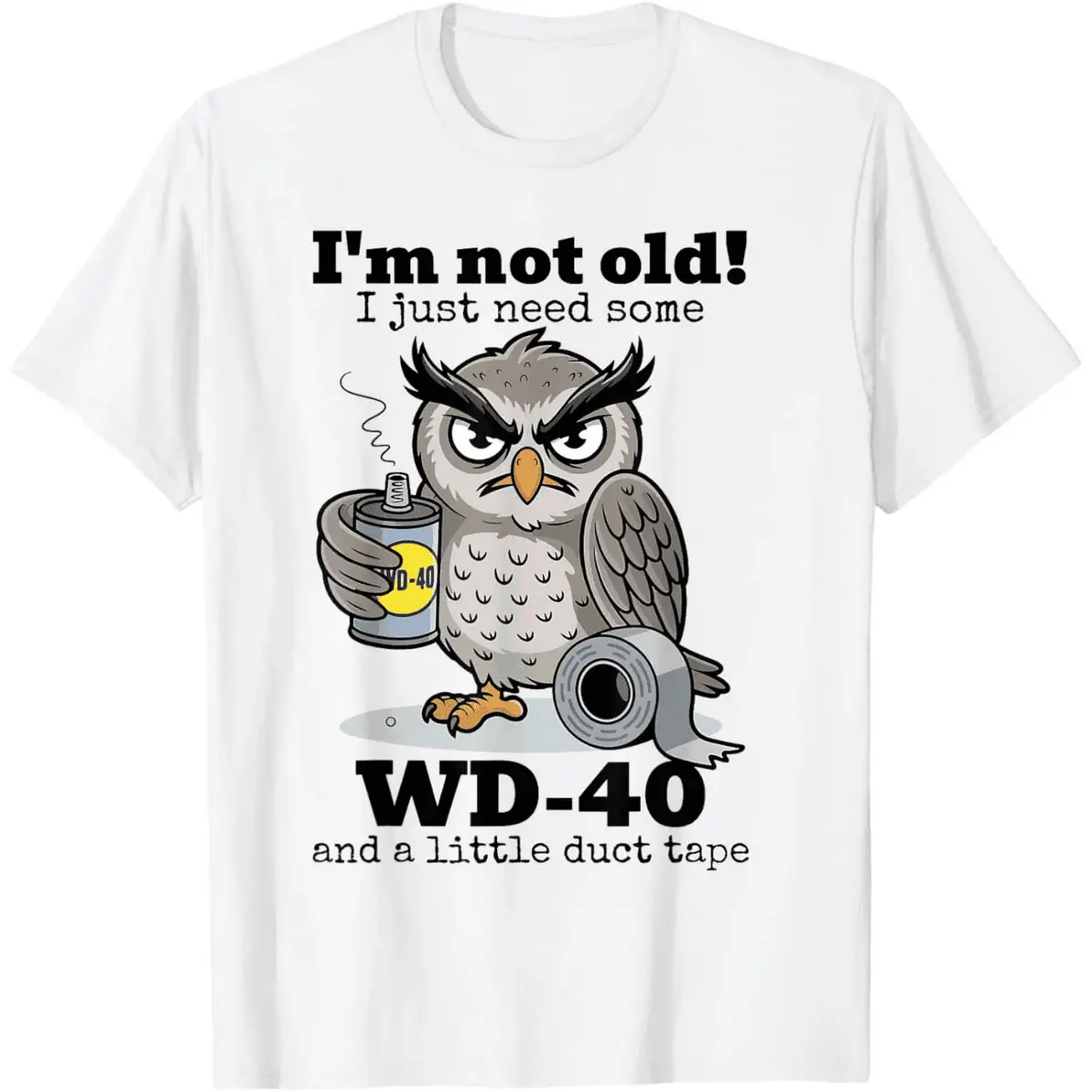 Men's Graphic Owl Tee with 'I'm Not Old' Print, Casual Short-Sleeve Relaxed Fit Streetwear in Breathable Cotton, Round Neck, Breathable Fabric, Eco-Friendly Dye, Shortsleeve, Printed, All Seasons, Soft Fabric, T-Shirt, Humorous, Athletic, Tshirt, Menswear