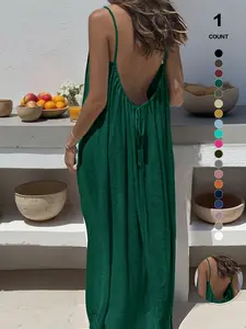 New Women's Backless Strap Sleeveless Dress, Loose Fit Homewear, Sexy Sleepwear, Beach Cover-Up, Multiple Colors & Sizes Available
