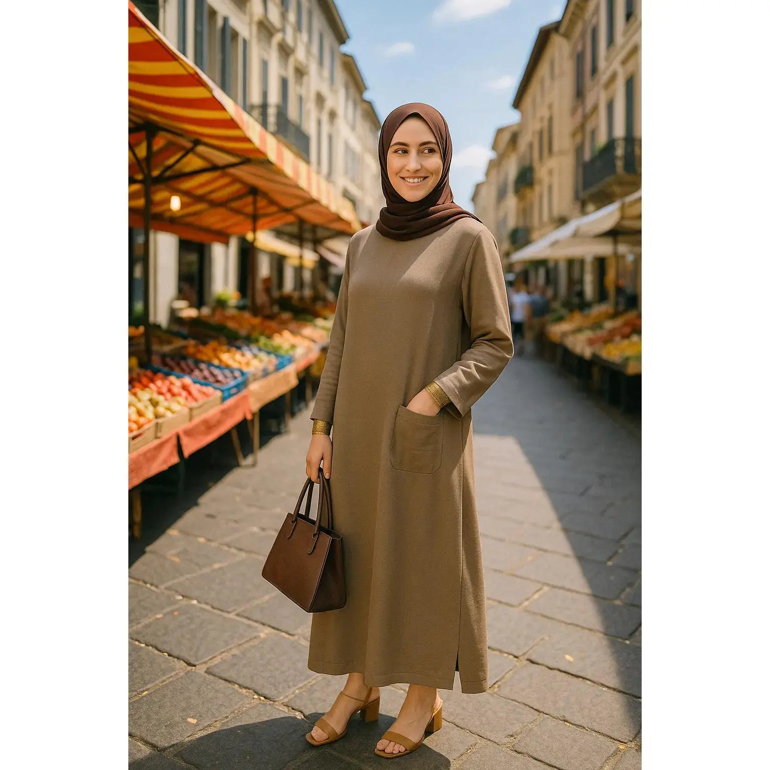 Linen Long Shirt with Side Pocket