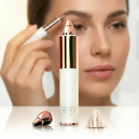 Women's Painless Portable Eyebrow Facial Trimmer - ABS Handheld Battery Powered Hair Remover, Eyebrow Shaper, 1-Unit Gentle Device for Effortless Brow Care, Instant Results, Easy Daily Use