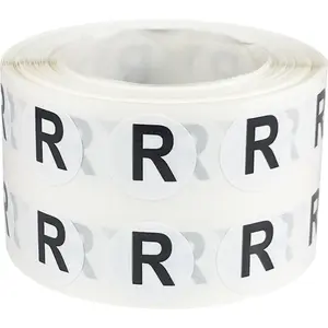Alphabet Letters R Stickers, 1/2 Inch Round Labels for Inventory Organization, Chart Files, Envelope Seals, Arts and Crafts, 1000 per Roll, Easy-to-Peel, Strong Adhesive, Semi-Gloss Paper