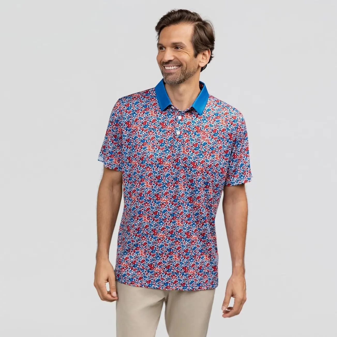 Ole Miss Rebels Smith & Quinn Poppies Teddy Polo - Powder Blue