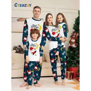Family Christmas Pajama Set, Cute Plant Print Long Sleeve Top + Pants, Cozy Holiday Sleepwear for Family, Festive Nightwear