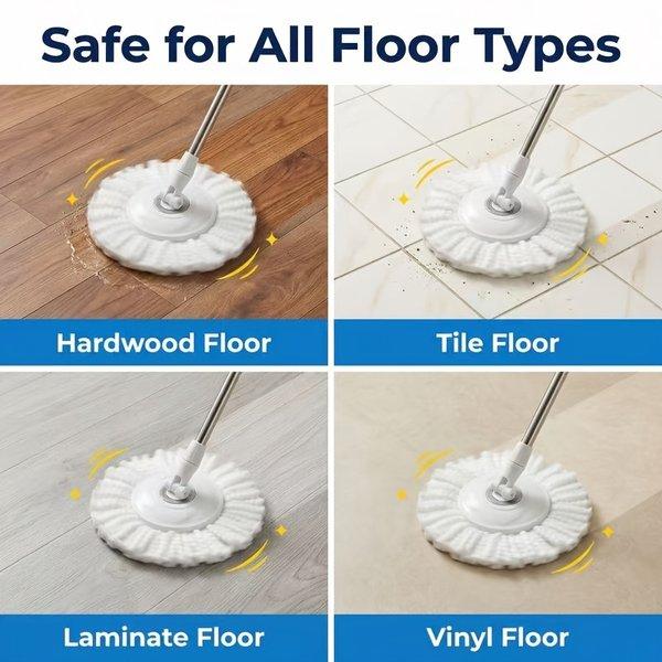 Spin Mop and Bucket with Wringer 360 Degree Spinning System 2 Microfiber Replacement Heads 61 Inch Adjustable Handle Soap Dispenser 20 Qt for Floor Cleaning