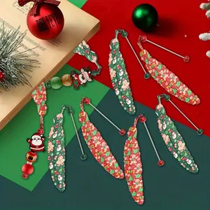 8pcs Feather Bookmark Handmade DIY Bead Metal Bookmark Reading Tag Book Clip