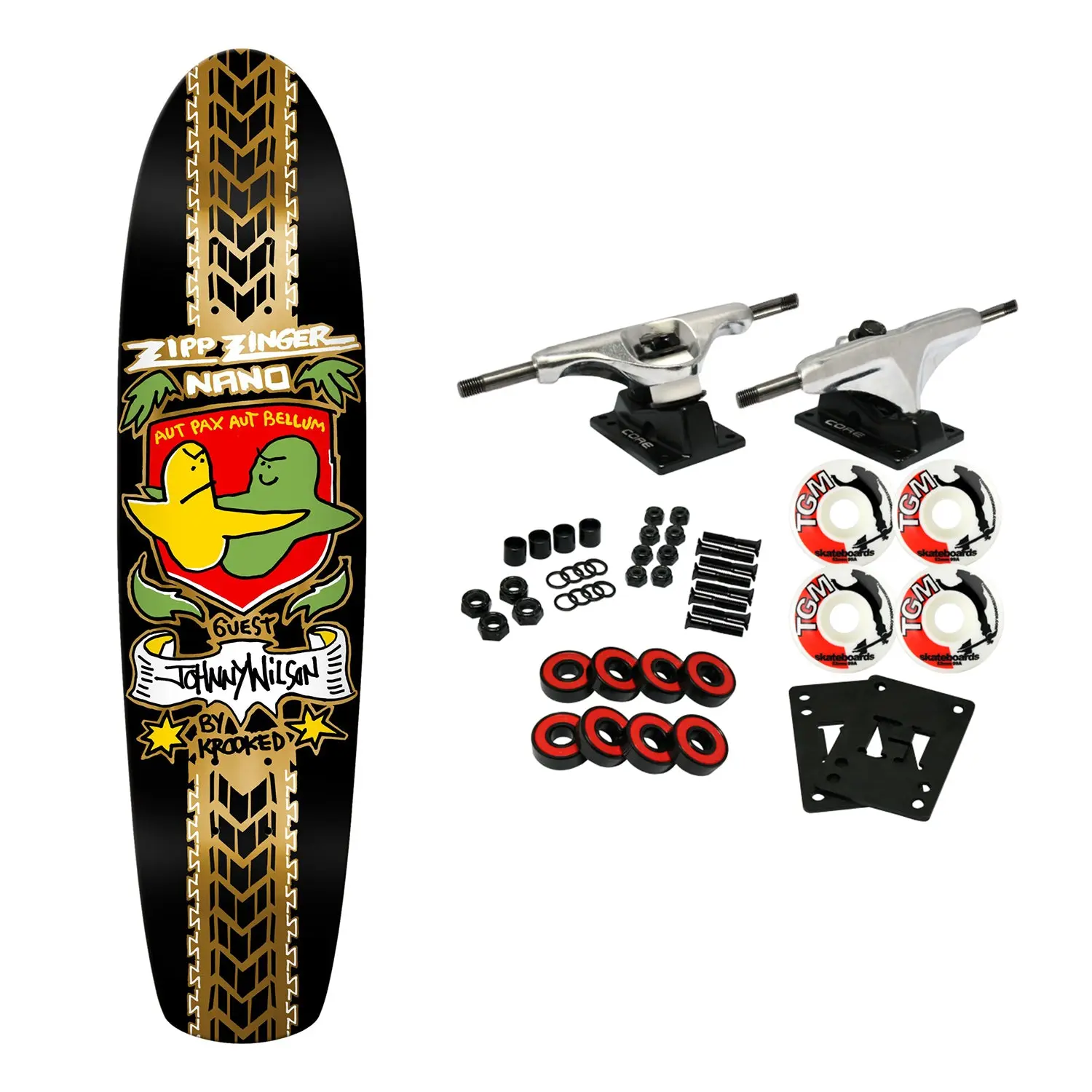 Krooked Skateboard Complete Johnny Wilson Guest Zinger Nano Black 7.37" x 29.12"