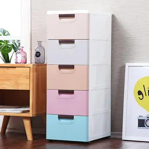 5 Drawer Stackable Storage Tower,Plastic Drawers Dresser,Narrow Rolling Storage Cabinet for Livingroom Bedroom