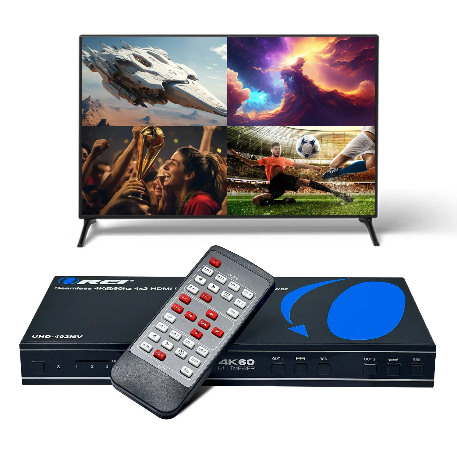 4K@60hz 4x2 HDMI™ Matrix  (Seamless, Audio Extract, MultiView)-UHD-402MV