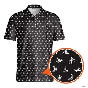 Black Stick Figure Funny Pattern Men's Bogey Golf Ball Polo Shirt Masters Golf Tennis Polo Tops Masters Tournament Shirt 2026 GPA Championship Performance Outdoors Sport Shirt, Ideal Gift for Hunting Season Dad Golfers
