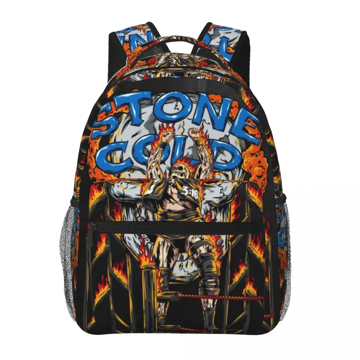 Kids Stone Cold Wrestling Backpack for School Large Capacity Full Print Wrestling Laptop Daypack Campus Daily Commute Durable Lightweight Wrestling School Bag for Teens Students