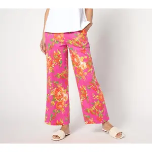 Isaac Mizrahi Live! Tall Floral Printed Wide Leg Ankle Pants