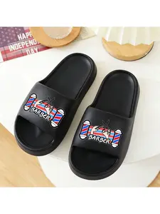 1pc BARBER Printed Shower Slippers, Home Slippers, Large Size Slippers, Outdoor Slippers, Travel Slippers, Couple Slippers, Beach Slippers, Gym Slippers, Suitable for Poolside, Leisure, Park Walks, and Outdoor Wear.