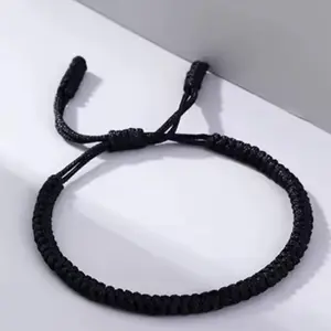 Black Thread Rope Lucky Bracelet for Women and Men Adjustable Fashion Accessory