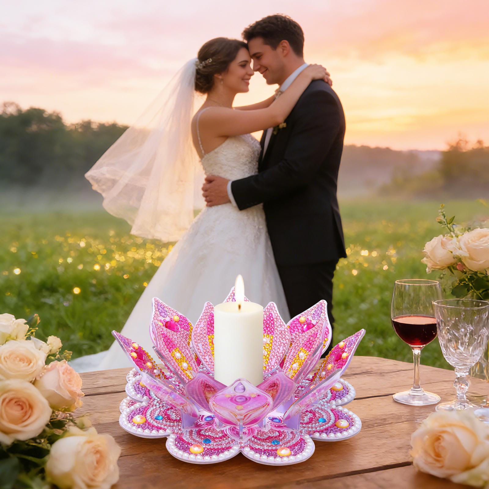 5D 3D Lotus Diamond Painting Candle Holder,2-in-1 Table Decor & Aromatherapy Candlestick, Handmade DIY Rhinestone Art,.Luxury Home Decor & Aromatherapy Accent