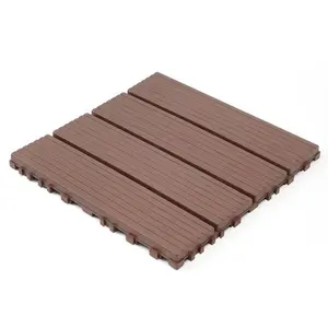 Plastic interlocking decking tiles, 44 packs of terrace decking tiles, 12“x 12” waterproof for all-weather use, backyard pool decking tiles, Brown