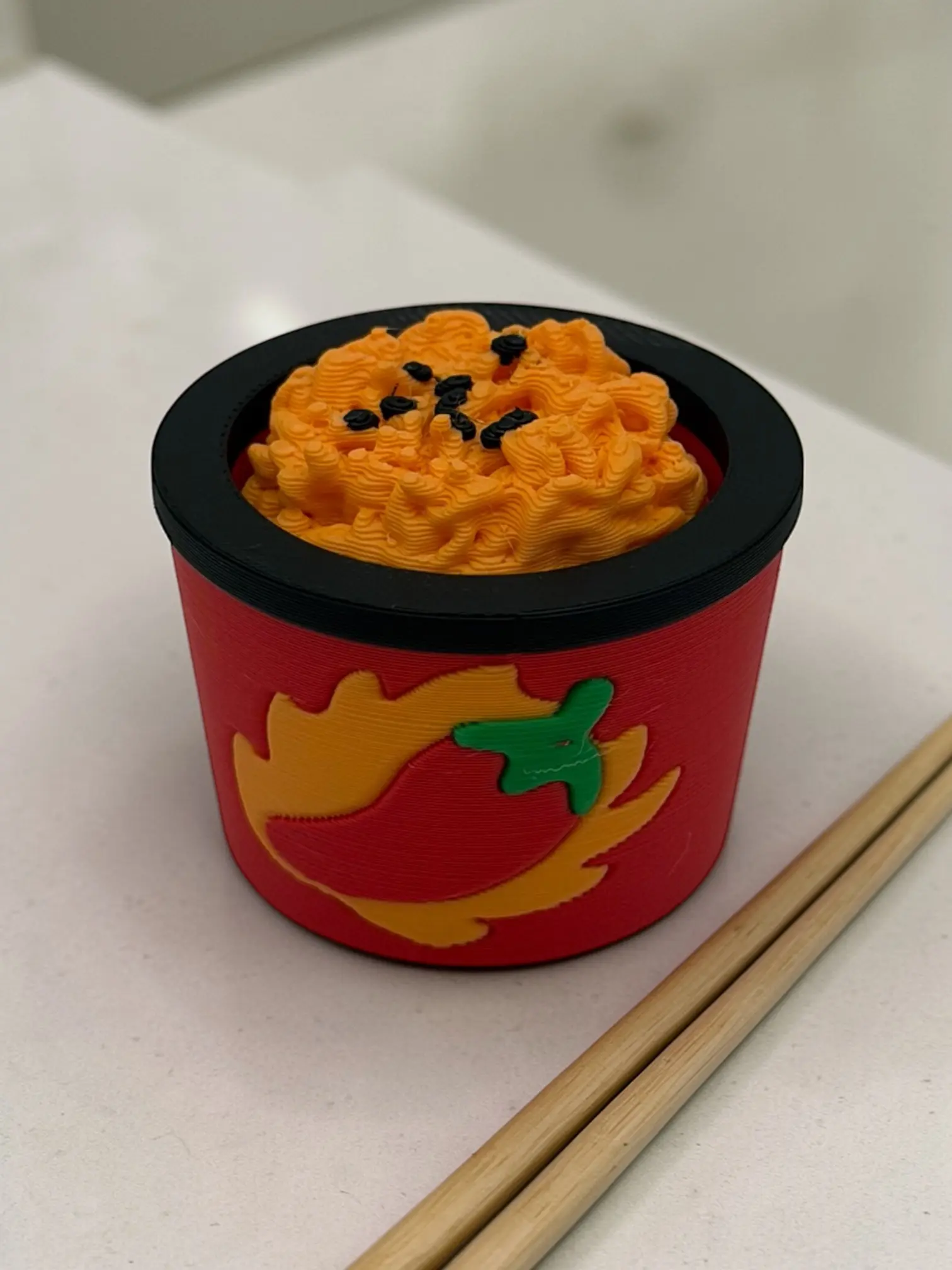 Spicy Noodle Cup Fidget Clicker Keychain