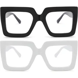 Blue Light Glasses for Women - Fashion Square Big Frame Non-Prescription Clear Eyewear