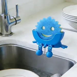 Hanging Sponge Rack with Legs, 2026 New Design with Open Drainage, 3D Printed Kitchen Sink Sponge Holder, Fits Scrub Daddy Sponges, Keeps Your Sponges Dry and Fresh, Hangable