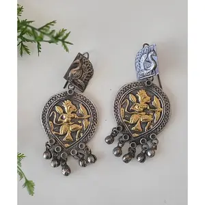 Feather weight dual tone hanuma hook earrings