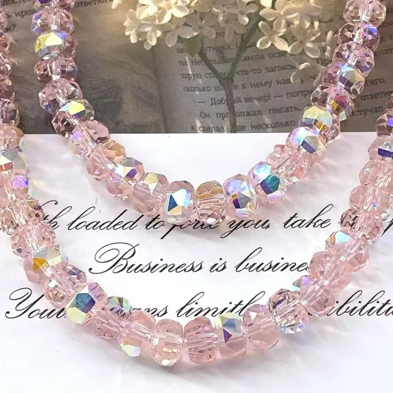 【C007】 Special-Shaped Faceted Glass Crystal Strawberry Flat Beads, Beginner Friendly DIY Bead Art Supplies, Colorful Glass Art Pieces for Bracelet & Beaded Necklace DIY, Unisex Jewelry Accessories, Note: Small Ball Causes Choking Hazard