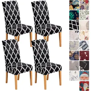 Dining Room Chair Covers Slipcovers Set of 4, Stretch Kitchen Chair Covers Washable Spandex Parsons Chair Slipcover, Removable Dining Seat Protector for Home or Party