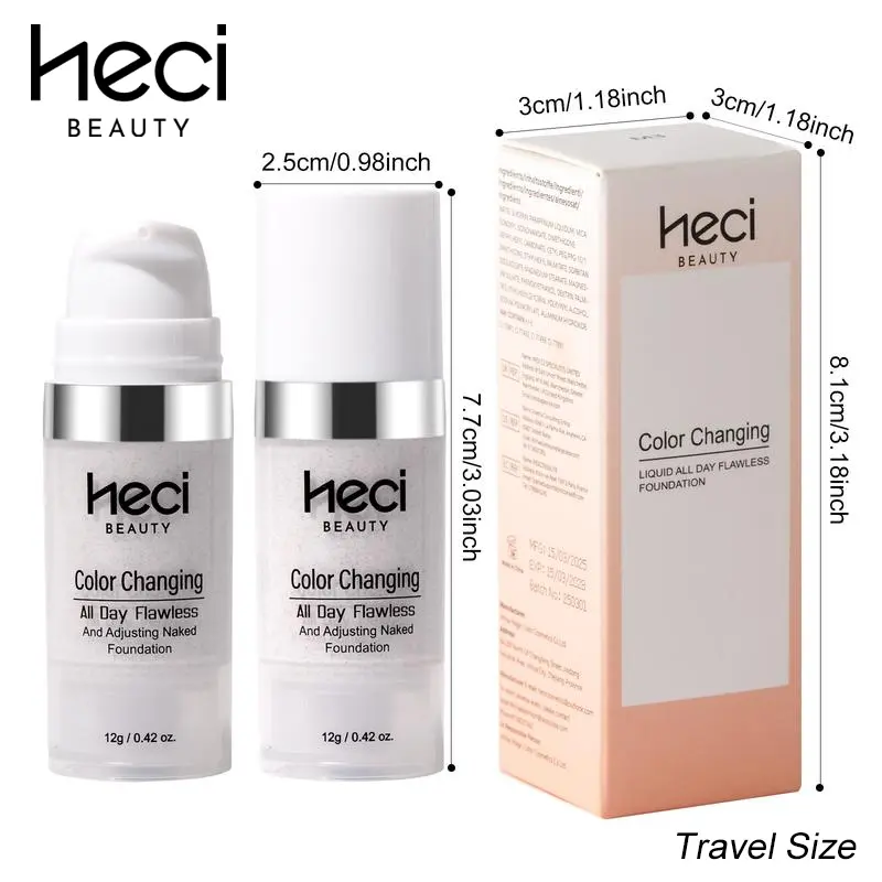 HECI BEAUTY BB Cream Foundation - Lightweight, Hydrating Cosmetic for Women, Self-Adjusting Color Blemish Concealer, Travel Size, 2-for-1 Deal | Supports Makeup Tutorial, Dancing, Clean Girl & Dewy Makeup Looks