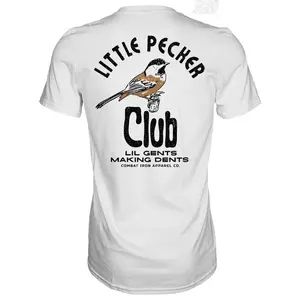 LITTLE PECKER CLUB Men's T-Shirt - Crewneck Cotton Top with Bird Design and Logo, Trendy summer sun tee