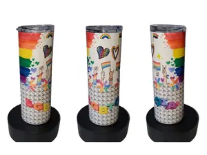 LGBTQ (Pearls) (20oz Stainless Steel Skinny Tumbler with Push Top, Sliding Lid, and Reusable Straw)  Drinkware Portable Cup Washable