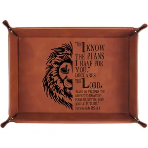 Christian Gifts,Leather Tray Engraved Personalized Tray,Bible Verse Faith Religious Birthday Inspirational Gifts,Valet Desktop Storage Organizer (Jeremiah 29:11)
