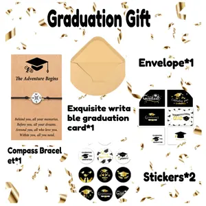 1-3 Sets Graduation Gift Bracelet with Greeting Card,Multi Sets,Graduation Gift for Her/Him,Graduation Party,Class of 2025,High School,College,Graduation Gift,Teenager Girls Boys Bracelet Women's Jewelry Greeting Card