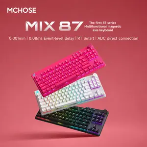 MCHOSE Mix87 87-Key TKL Mechanical Keyboard, Hall Effect Magnetic Switch 0.08ms Low Latency 8K Polling Rate, PBT Keycaps RGB Backlit with Volume Knob for Win/Mac Gaming Office