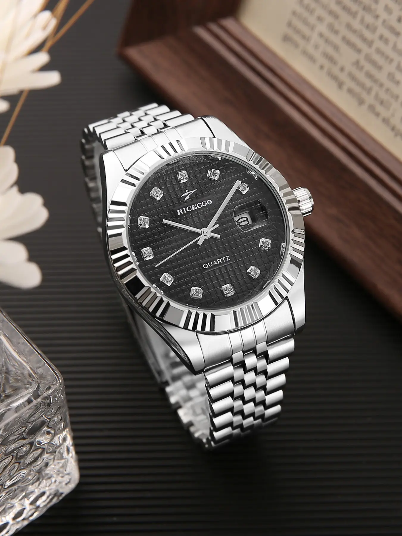 Classic Men's Quartz Movement Steel Band Multifunctional Watch, Calendar Function Diamond Markers Business Casual Versatile Trendy Male Quartz Analog Wristwatch Analog Quartz Watches