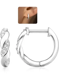 Golden Hoop Earrings for Women, Hypoallergenic Thick Golden Earrings, U-Shape, AAA + CZ, Small Huggie Hoop Earrings, Golden/Silvery Earrings for Women