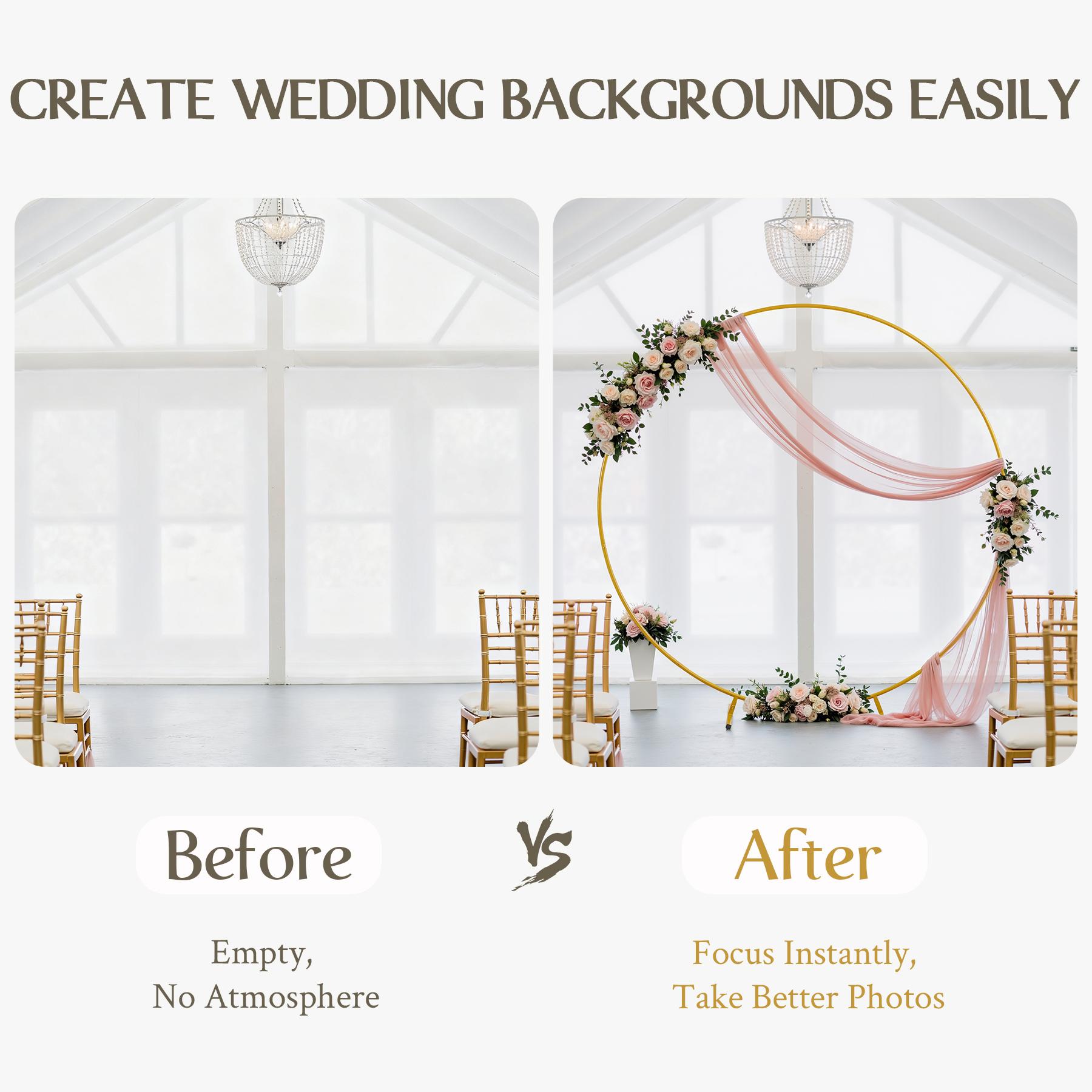 Gold Round Backdrop Stand 6FT 6.6FT 7.2FT – Circle Balloon Arch Frame in 1/2/3PCS Sets for Wedding Ceremony, Party & Event Decorations Gold Round Backdrop Stand 6FT 6.6FT 7.2FT – Circle Balloon Arch Frame in 1/2/3PCS Sets for Wedding Ceremony, Party & Event Decorations