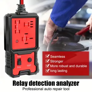 12V Automotive Relay Tester, 4 Pin 5 Pin Car Relay Checker with Battery Clips, One-Button Diagnostic Tool with LED Indicator for Auto Repair and DIY Vehicle Testing