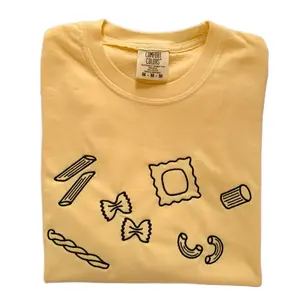 Embroidered Pasta T-shirt Comfort Colors Butter Shade