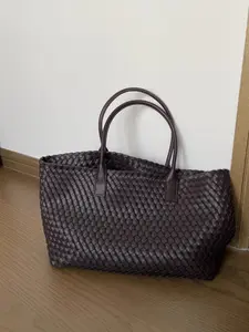 Women's Woven Tote Bag, Fashionable Large Capacity Top Handle Bag, Solid Color Casual Shoulder Bag, Commuter Handbag for Daily Use and Travel