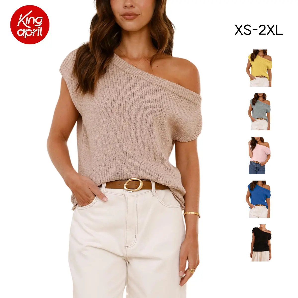 Kingapril Womens Off Shoulder Sweater Y2K Short Sleeve Ribbed Knit Pullover Date Night Top Blouse