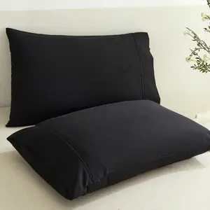 2pcs black Pillowcases, Plain Polyester Pillow Covers for All Seasons, Soft Comfy Bedding, Soft, Cozy and Durable Bedding Accessories, Bedding Supplies