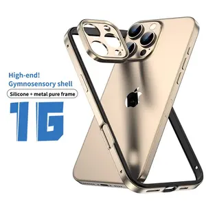 Desert Titanium Bumper Case Camera Lens Protector Cover For iPhone 16 Pro Max 15 Plus 14 13 16Pro 15Pro Gold Phone Accessories